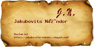Jakubovits Nándor névjegykártya
